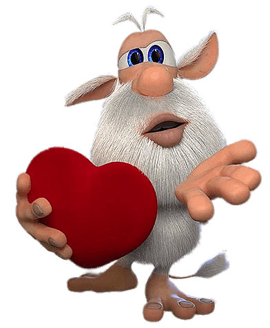 Booba Holding Big Red Heart Pillow Love PNG Free Download