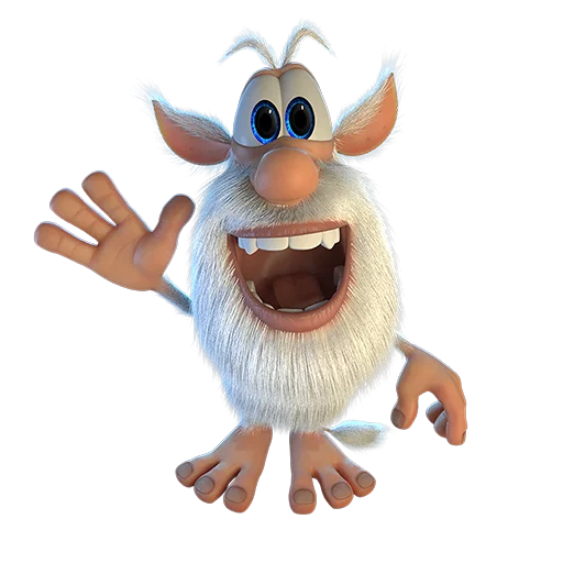 Booba Waving Hello Big Smile 3D Render PNG Image With Transparency