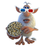Booba With 3D Glasses And Popcorn Bucket Movie Night PNG Transparent Image