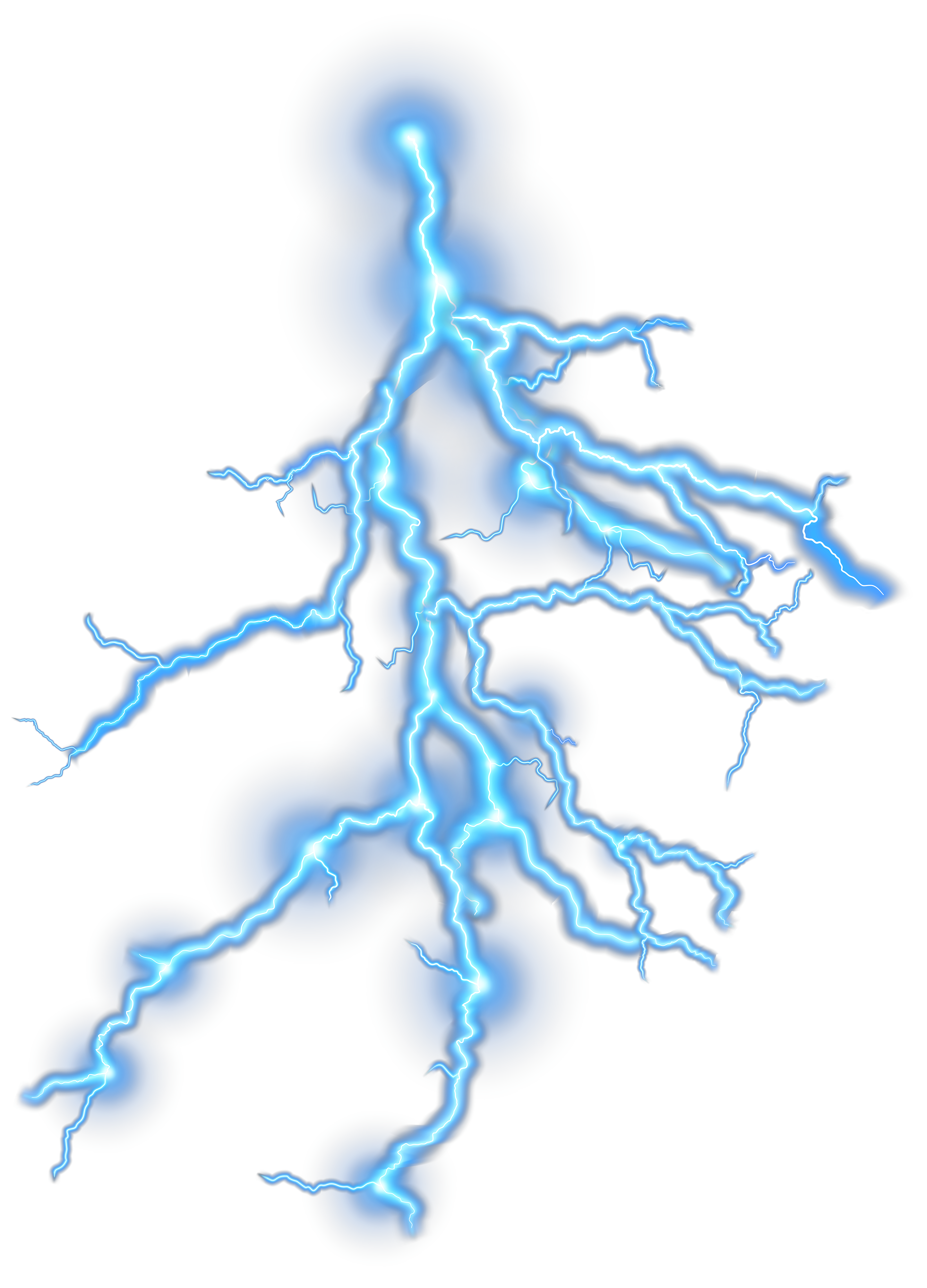 Branching Blue Electric Lightning Bolt Realistic Ultra HD PNG