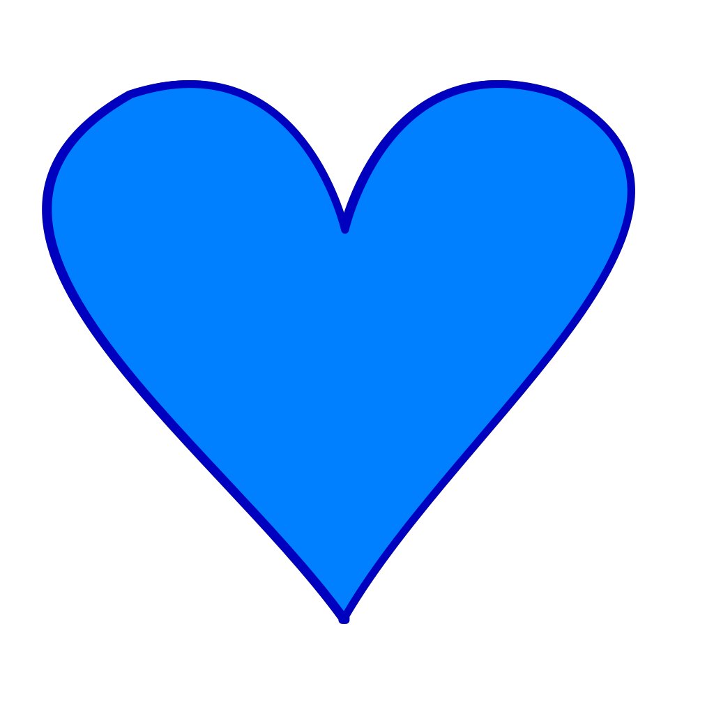 Bright Azure Heart With Navy Outline Love Icon PNG File