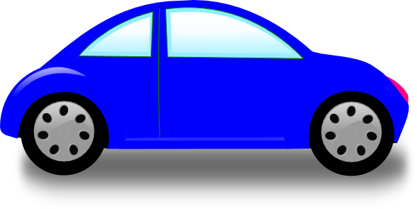 Bright Blue Cartoon Beetle Car Side View Flat Clipart PNG File