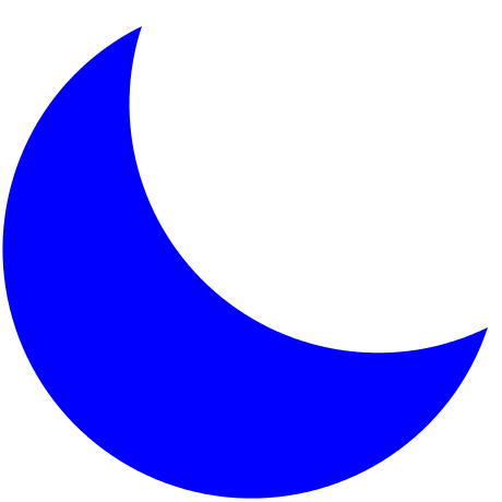 Bright Blue Crescent Moon Solid Flat Shape PNG Clipart