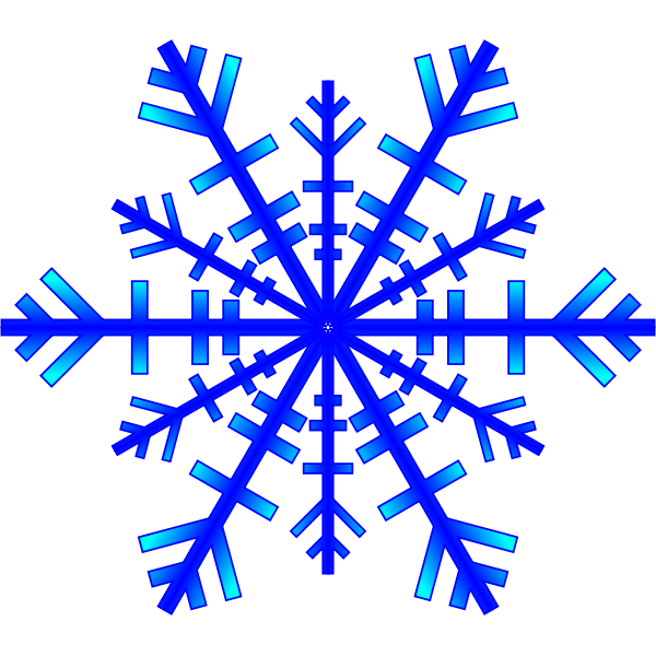 Bright Blue Gradient Snowflake Clipart With Outline PNG Photo