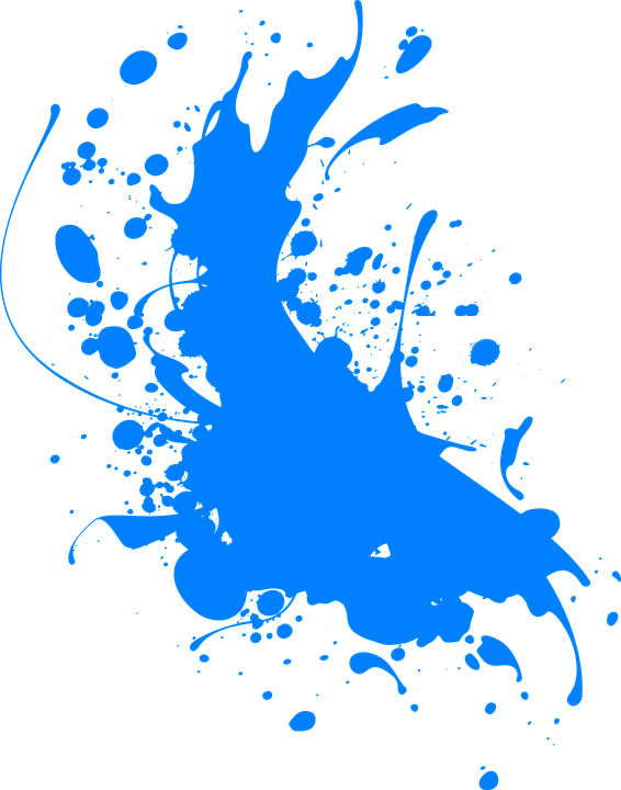 Bright Blue Grunge Paint Splash Vertical Splatter PNG Transparent Image