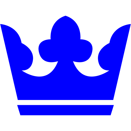 Bright Blue Heraldic Crown Silhouette With Base Bar PNG Icon