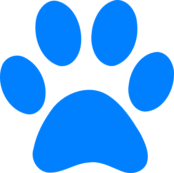 Bright Blue Pet Paw Print Icon Simple PNG Sticker