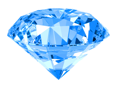 Bright Blue Sapphire Diamond Gem Top Side View PNG File