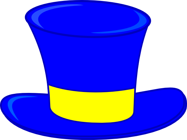 Bright Blue Top Hat With Yellow Band Cartoon PNG Image With Transparency