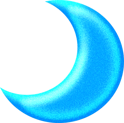 Bright Cyan Blue Crescent Moon Glittery Texture PNG Clipart