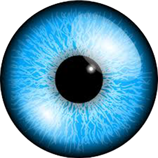 Bright Sky Blue Iris With Dark Ring Glossy Eye PNG