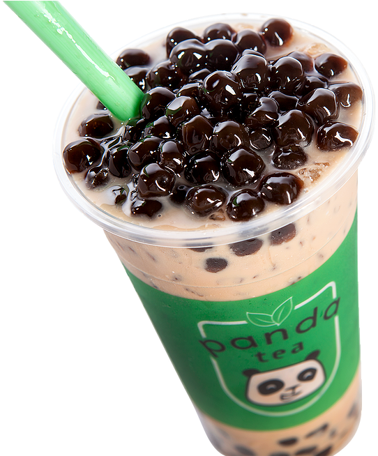 Close Up Milk Tea Full Of Tapioca Pearls With Green Straw PNG