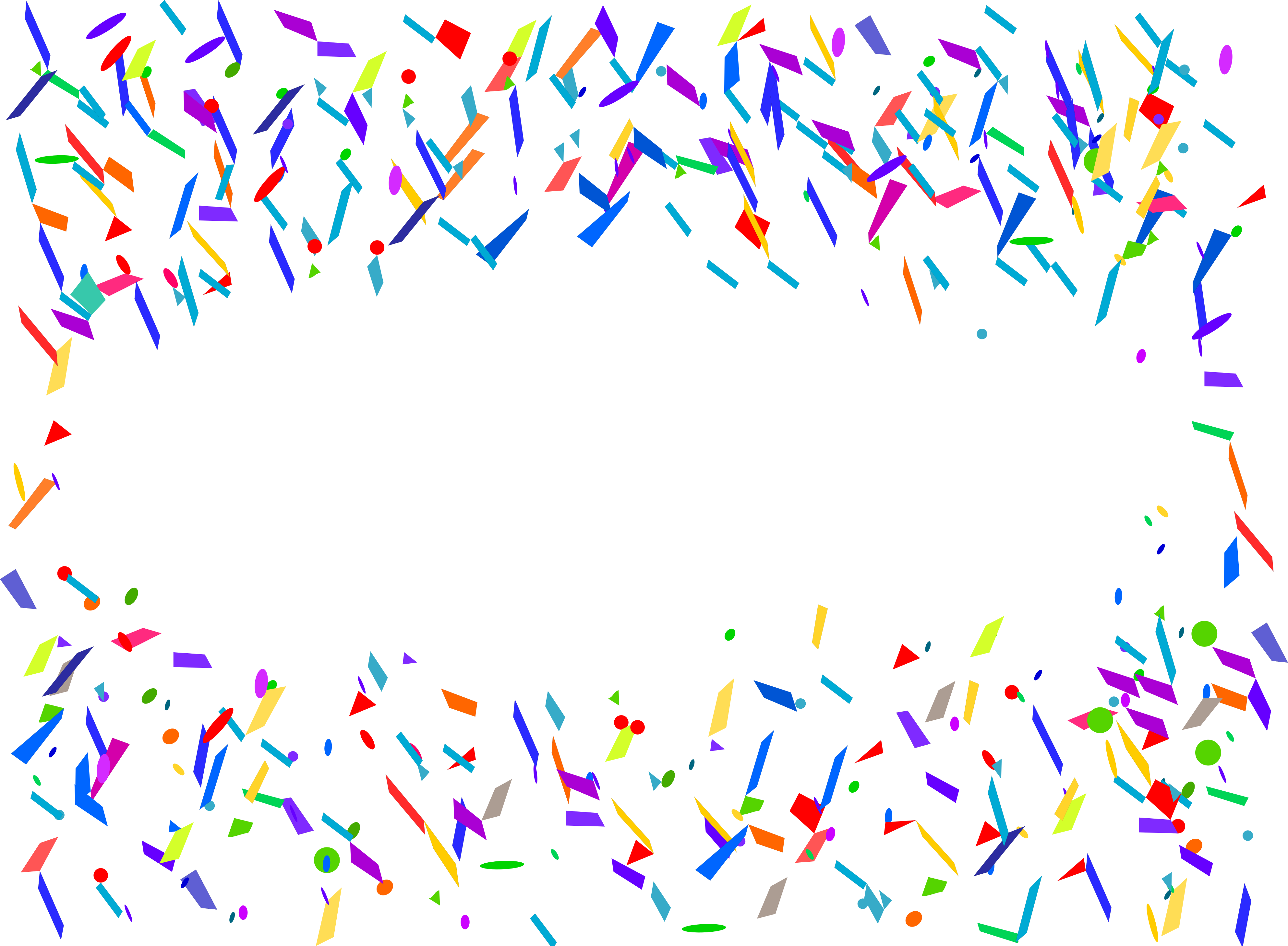 Colorful Confetti Border Frame Top And Bottom Ultra HD PNG Transparent Image