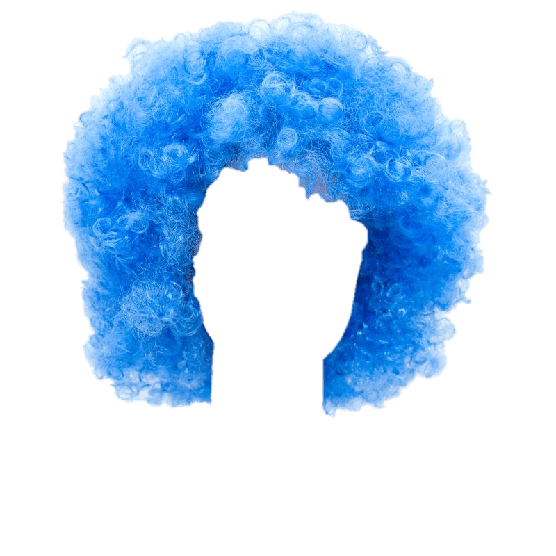 Curly Light Blue Afro Clown Wig Party Hair PNG Free Download