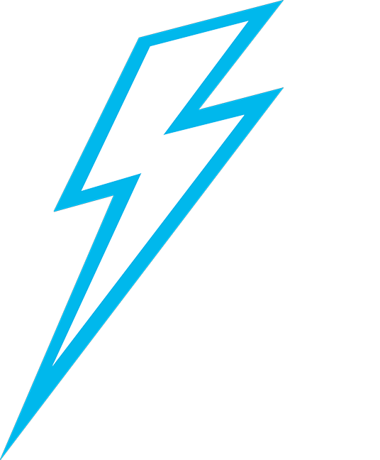 Cyan Lightning Bolt Outline Flash Icon PNG