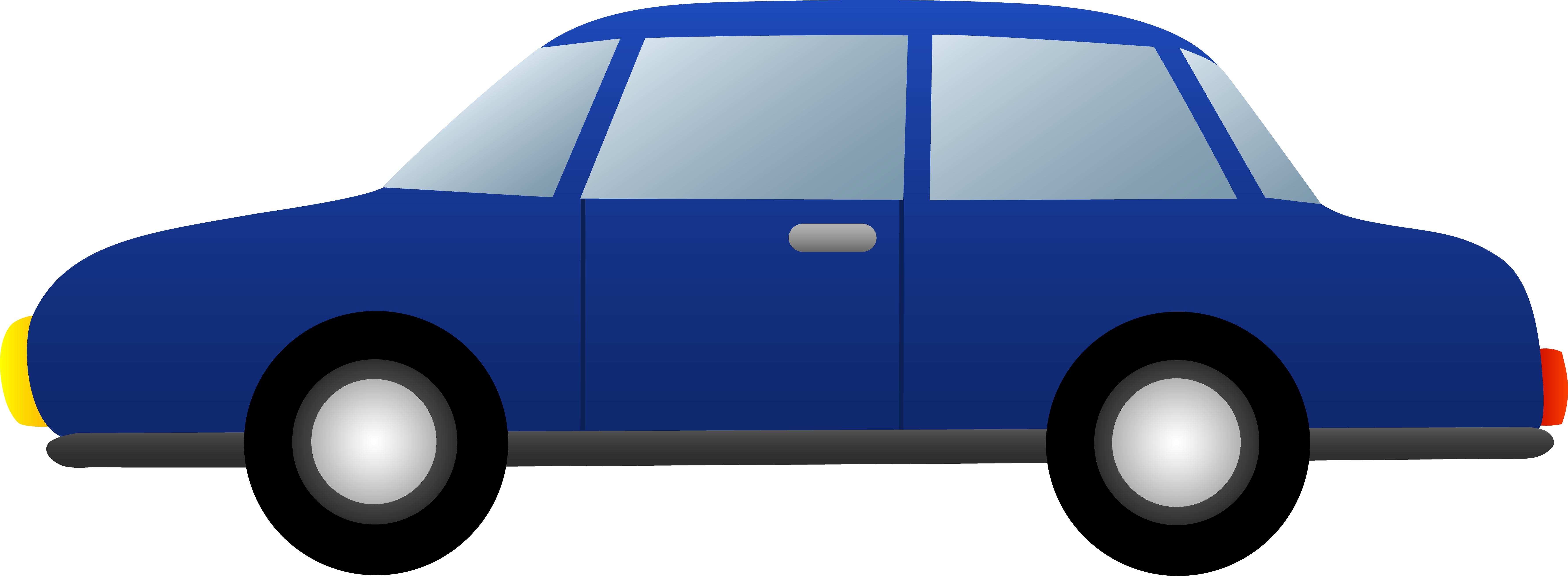 Dark Blue Cartoon Sedan Car Side View Flat Clipart Ultra HD PNG