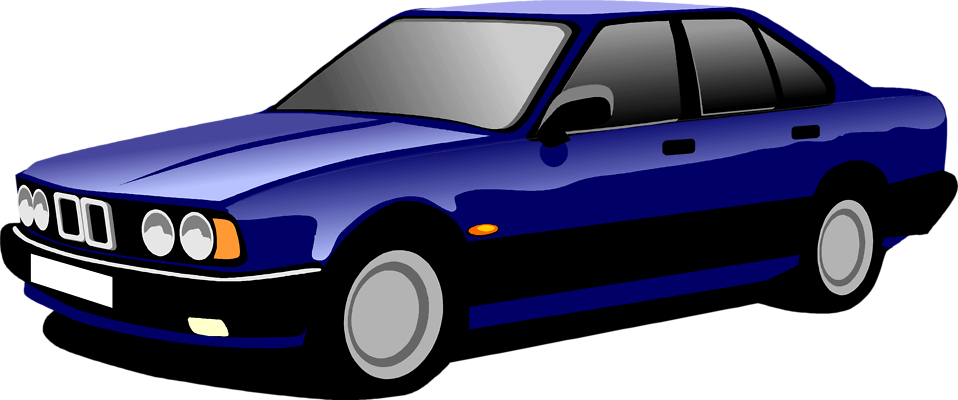 Dark Blue Classic BMW Sedan Illustration Side View PNG Image With Transparency