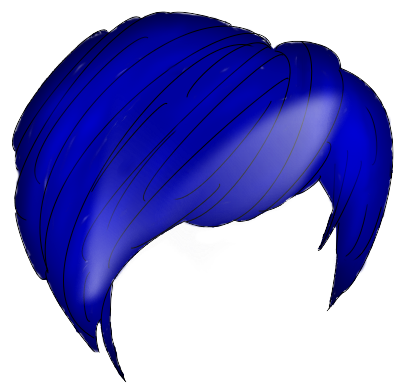Dark Blue Side Swept Short Hair Cartoon Style PNG Sticker
