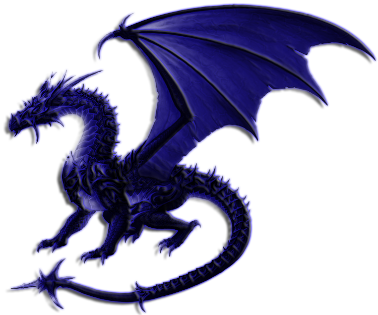 Dark Indigo Dragon Flying With Bat Wings Fantasy PNG File