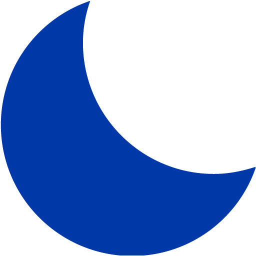 Dark Royal Blue Crescent Moon Solid Shape PNG Icon