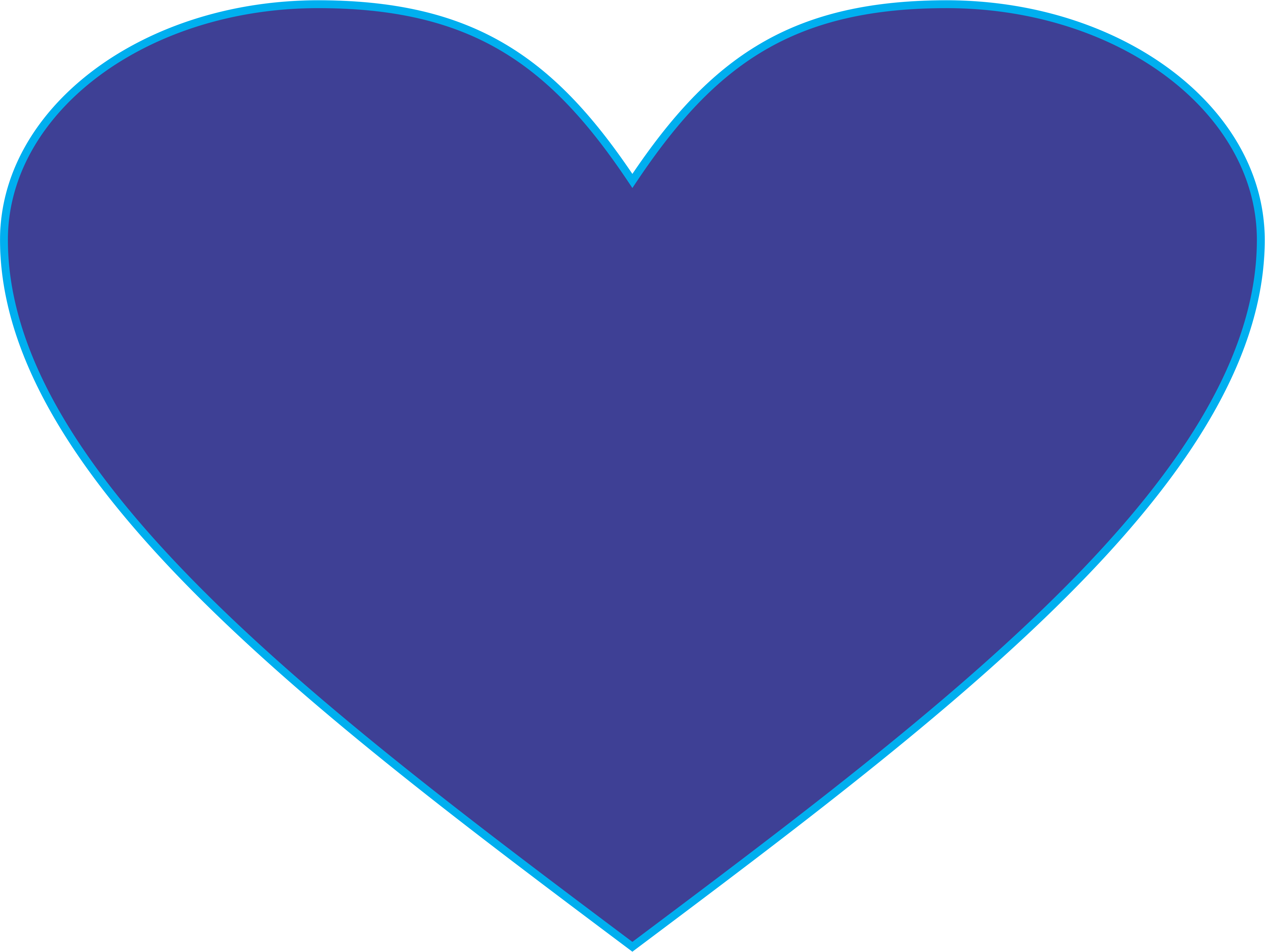 Dark Slate Blue Heart With Cyan Outline Ultra HD PNG