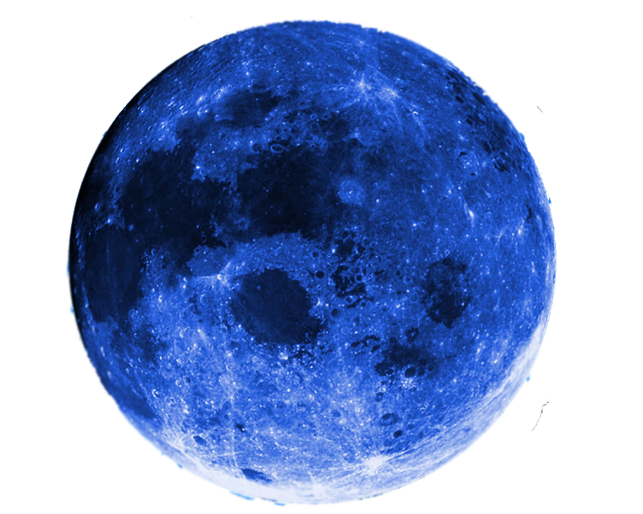 Deep Blue Full Moon with Cratered Surface