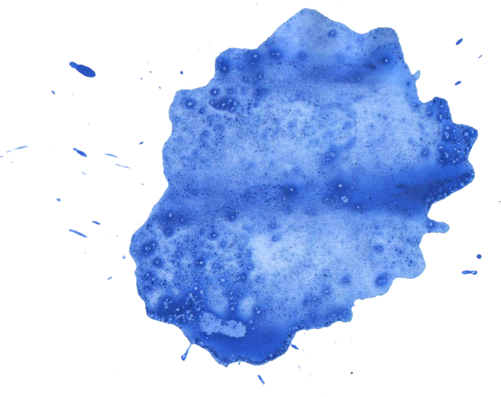 Blue Watercolor Blot with Splatter Edges