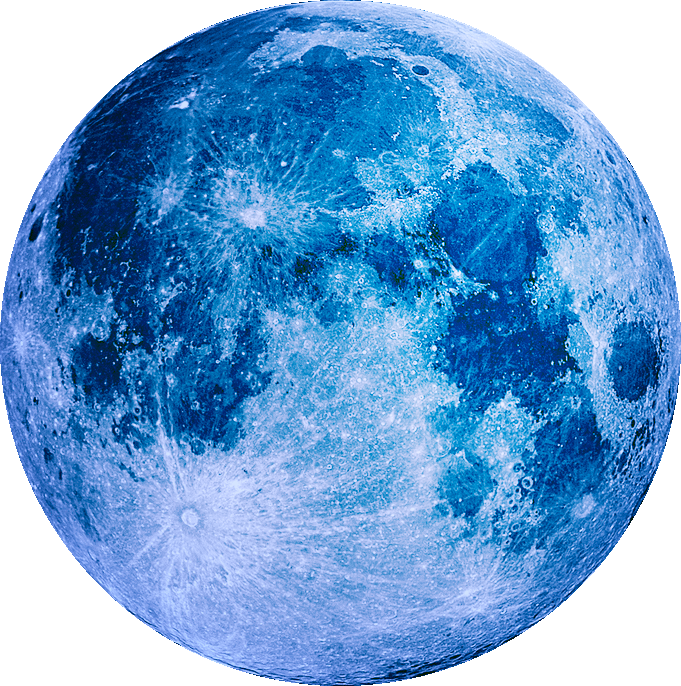 Blue Tinted Full Moon with Cratered Surface