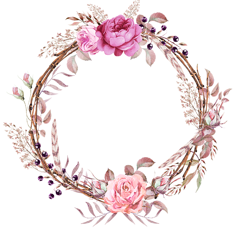 Pink Rose Twig Wreath with Dark Berries