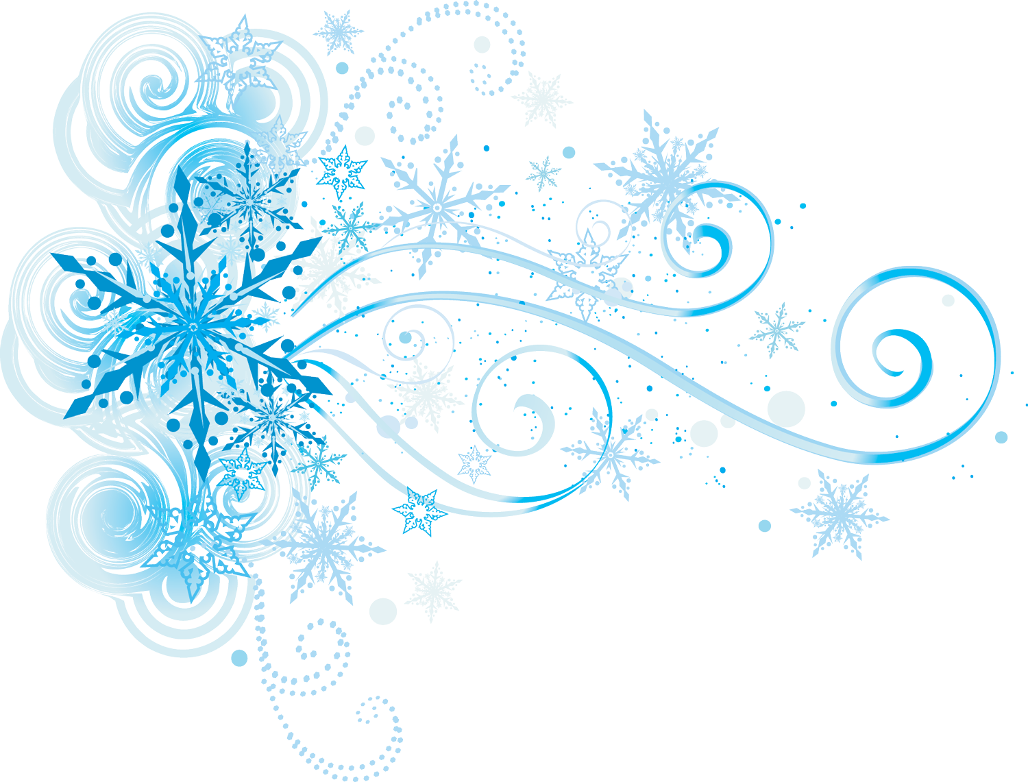 Blue Snowflake Swirl Winter Ornament Design