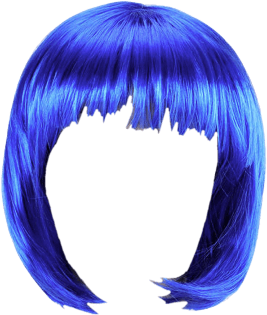Glossy Cobalt Blue Bob Wig with Bangs