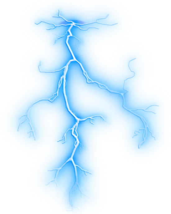 Glowing Blue Branching Lightning Bolt Design