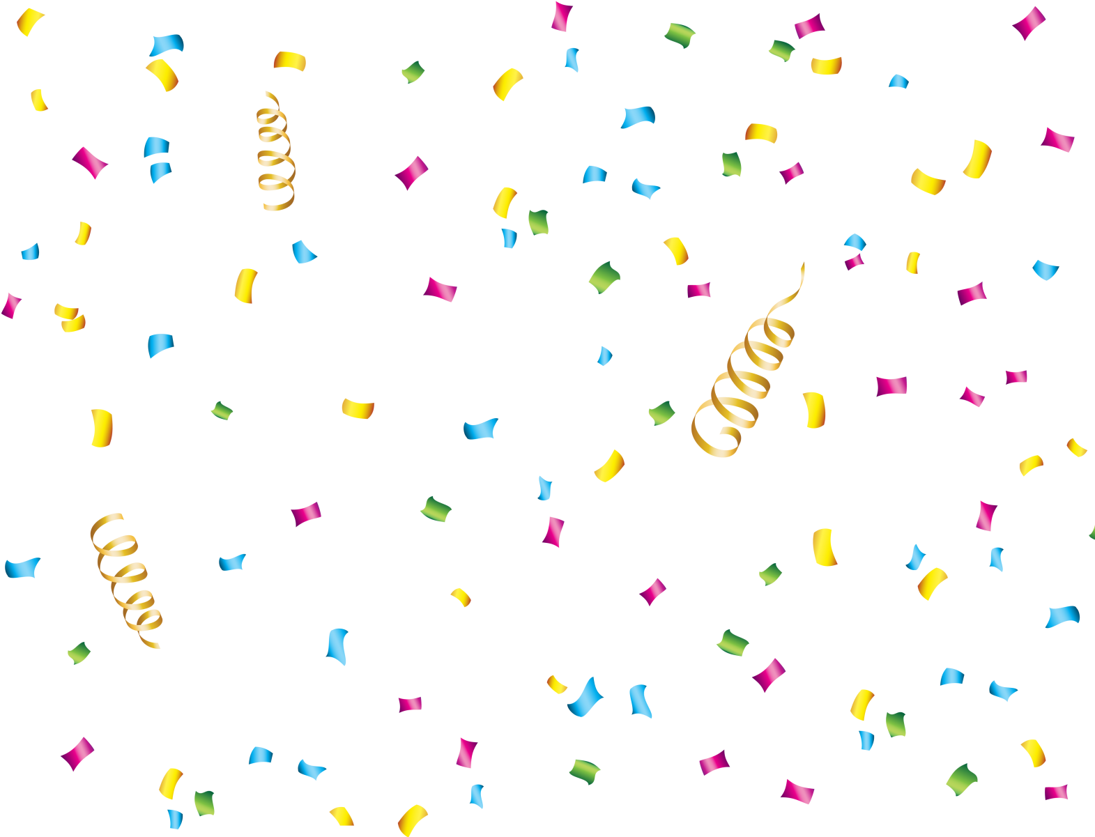 Gold Curly Streamers with Pink Blue Confetti