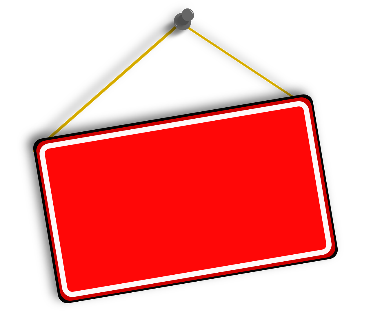 Blank Red Hanging Sign with White Border