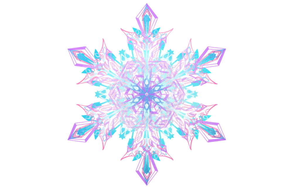 Pastel Pink and Cyan Ornate Snowflake