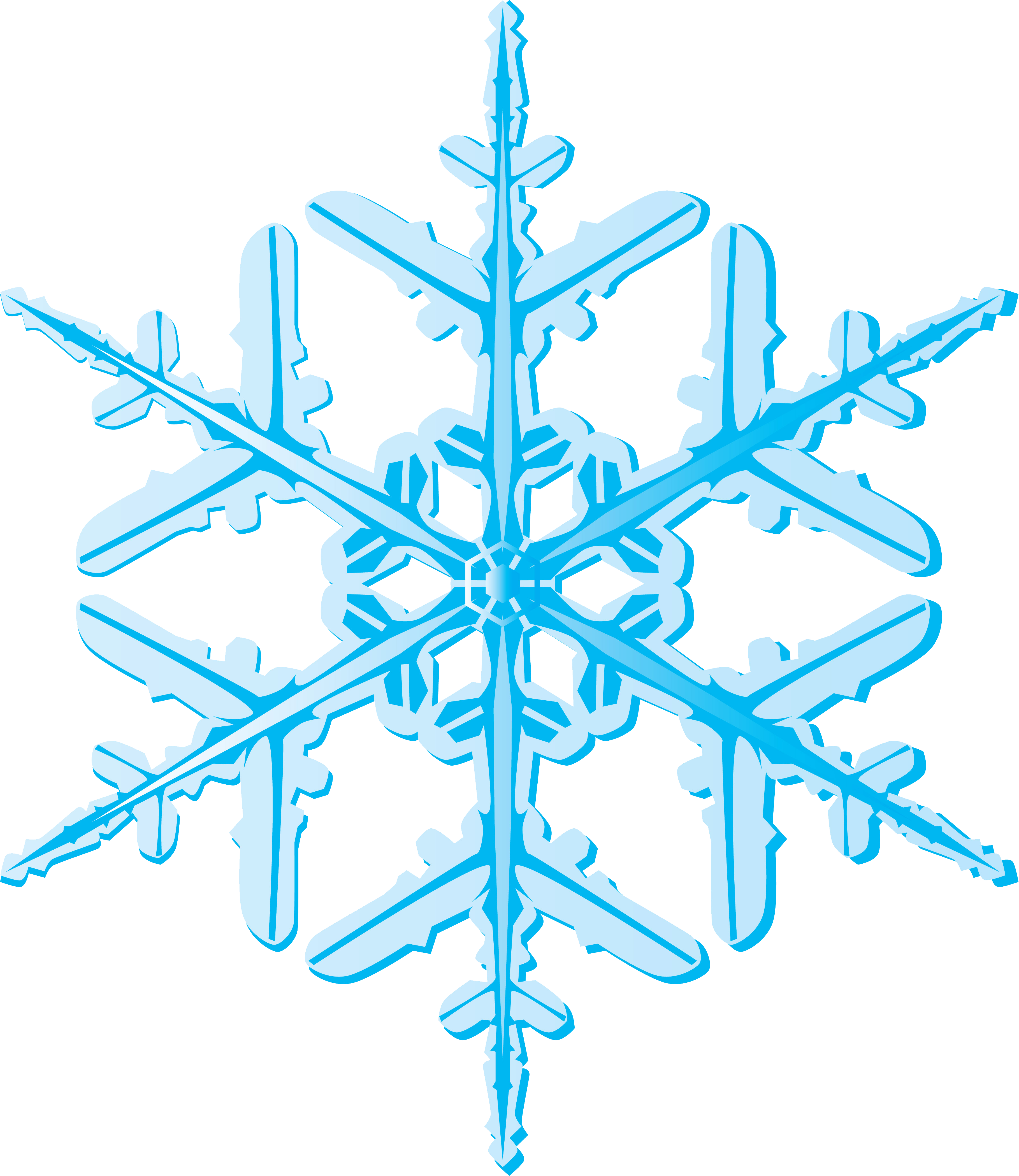 Cyan Six-Armed Ice Crystal Snowflake Illustration