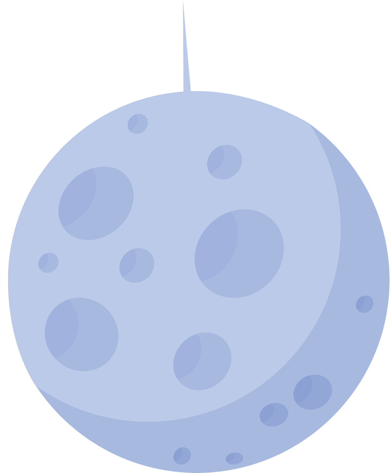 Blue Cartoon Moon with Craters