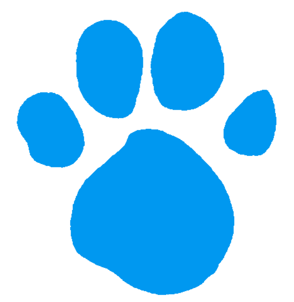 Bright Blue Paw Print Silhouette Clip Art