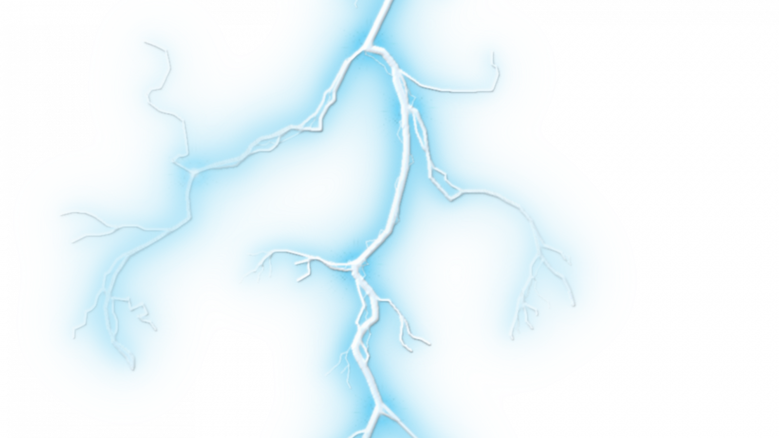 Branching White Lightning Bolt with Blue Glow