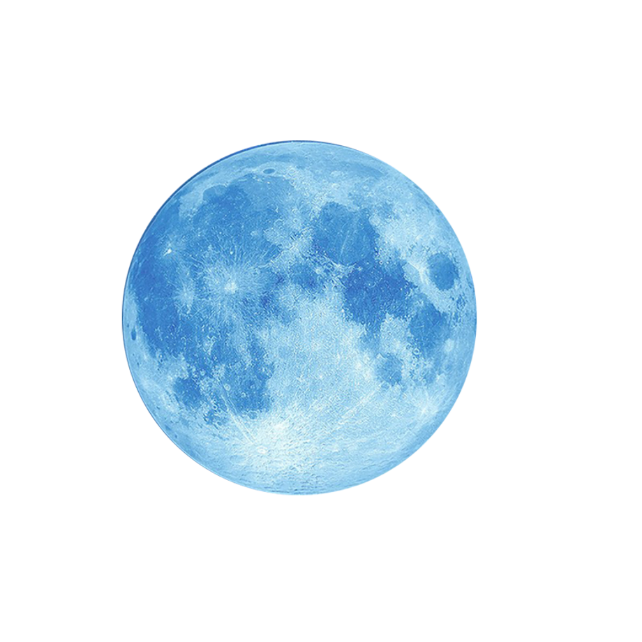 Blue Full Moon with Cratered Surface