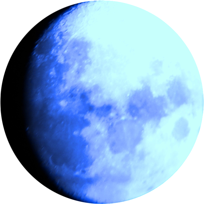 Blue Gibbous Moon with Crater Detail