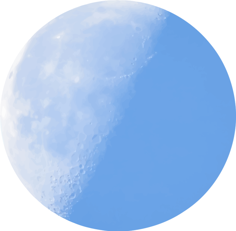 Light Blue Crescent Moon with Craters