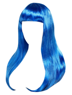 Long Blue Wig with Straight Bangs