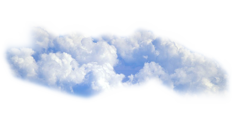 Fluffy White Clouds with Blue Sky Patches