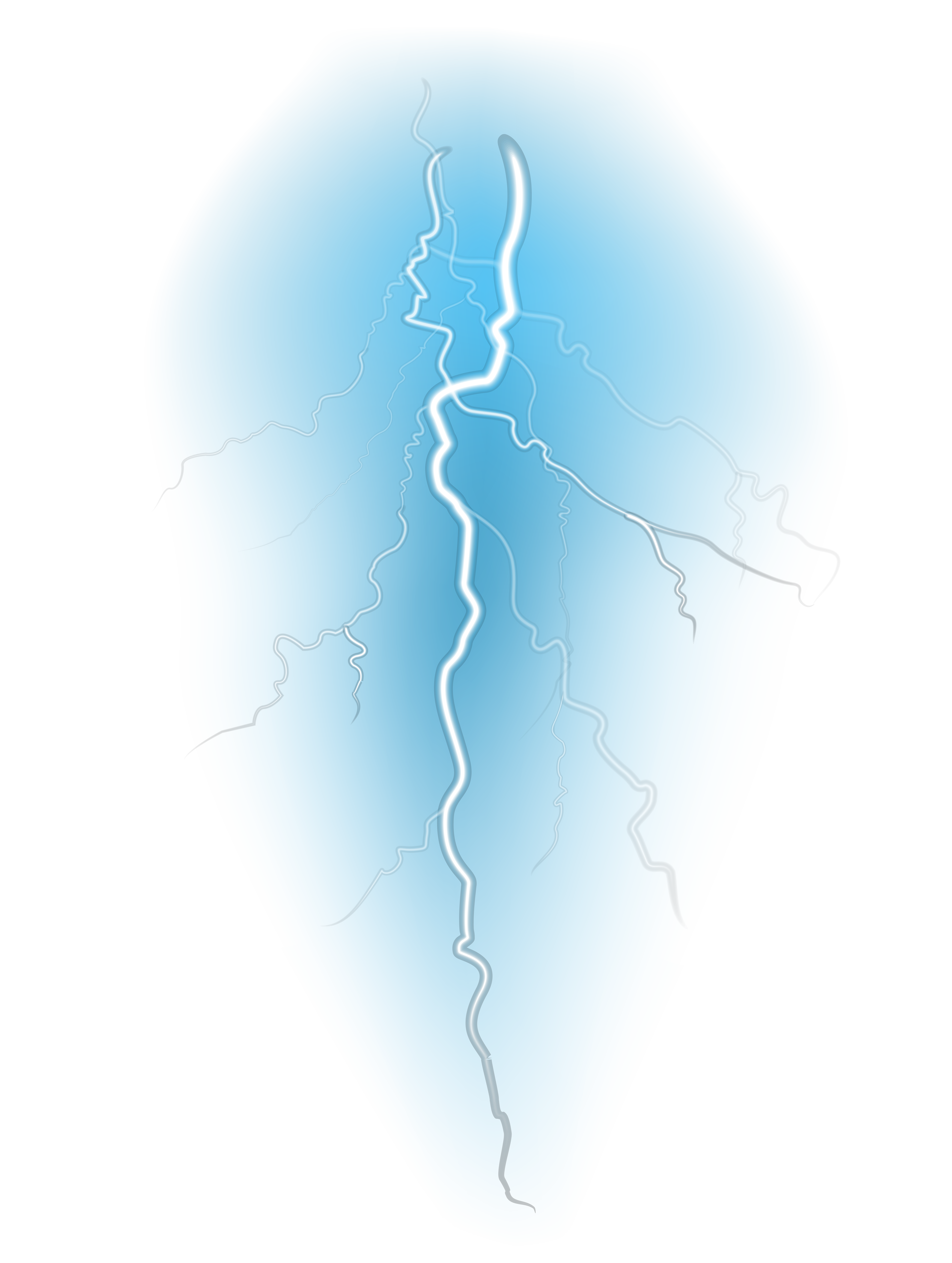 Blue Lightning Bolt with Glowing Branches