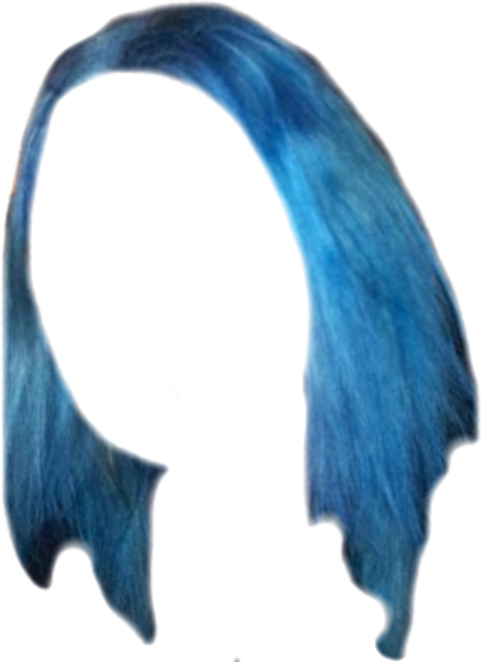 Teal Blue Long Hair with Jagged Ends