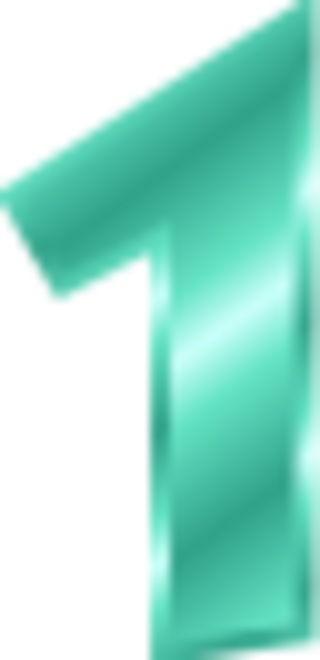 Teal Glossy 3D Number One Glyph