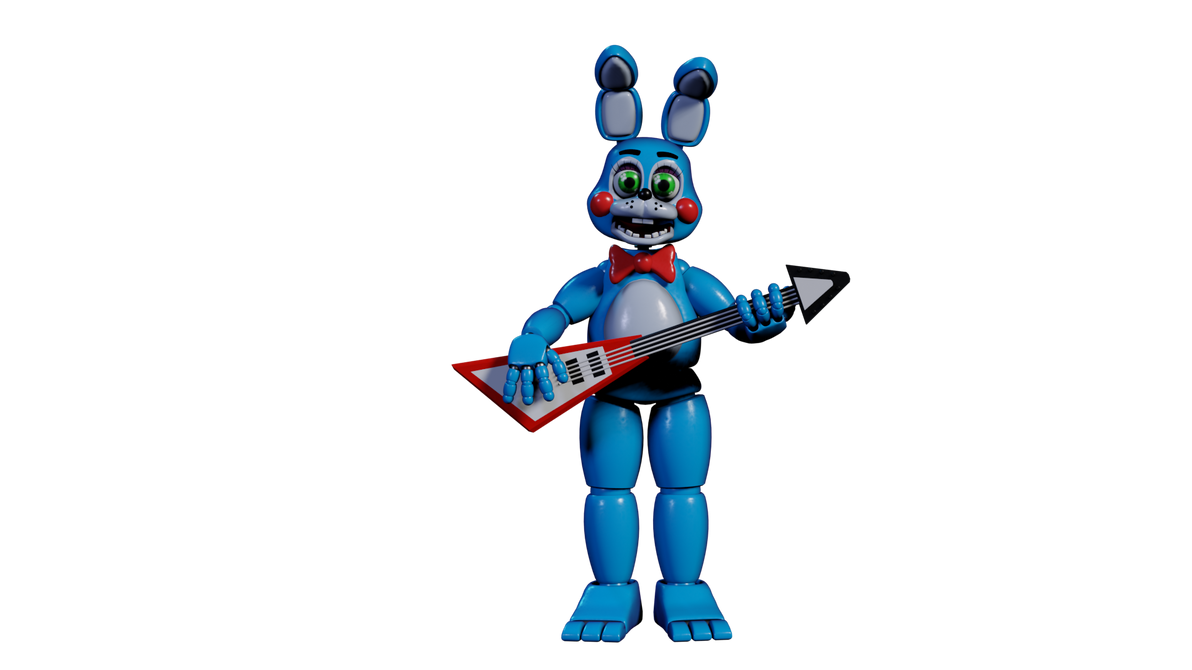Toy Bonnie Blue Bunny with Red Flying V Guitar