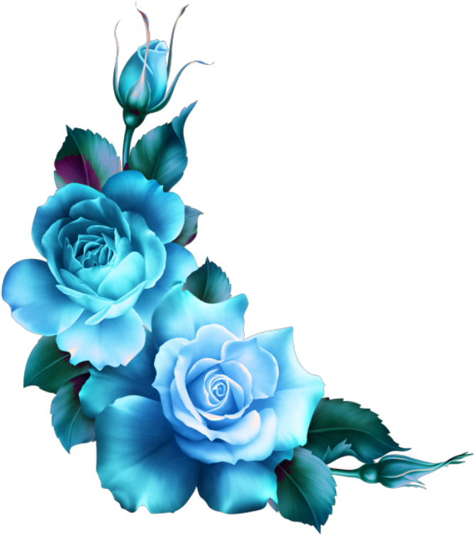 Turquoise Blue Roses Corner Bouquet with Buds