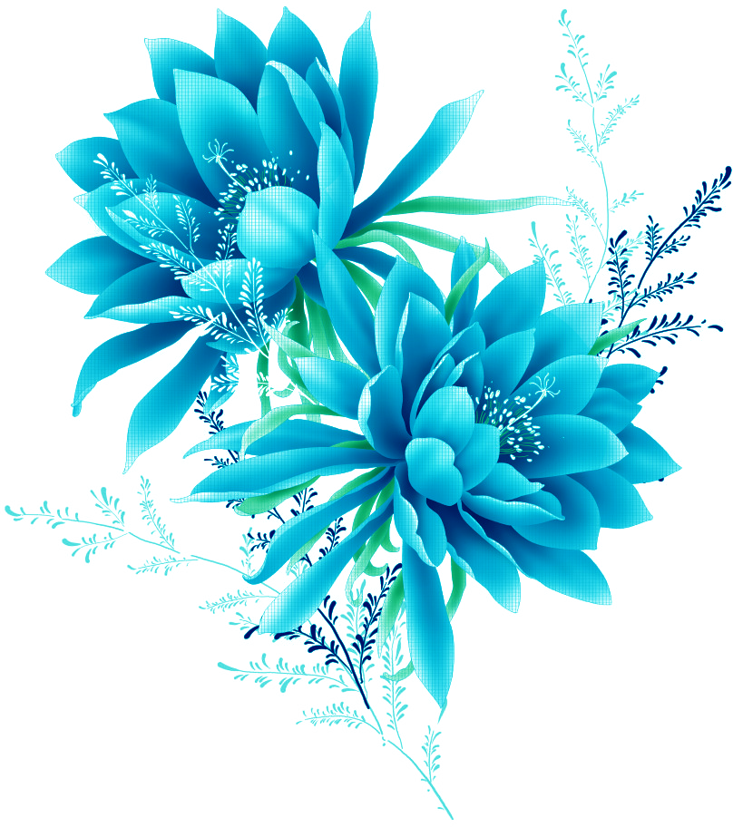Turquoise Lotus Bouquet with Fern Sprigs